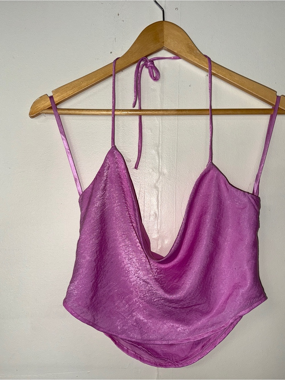 wild fable Magenta Satin Cowl Halter Camisole